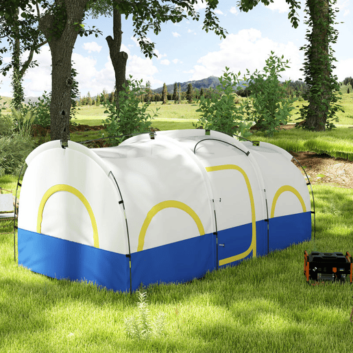 Outsunny Tenda de Campismo Familiar Tipo Túnel Tenda para 4-6 Pessoas Impermeável 3.000 mm Tenda de Campismo Dobrável com 2 Quartos e Saco de Transporte 435x251x195 cm Azul e Cinzento