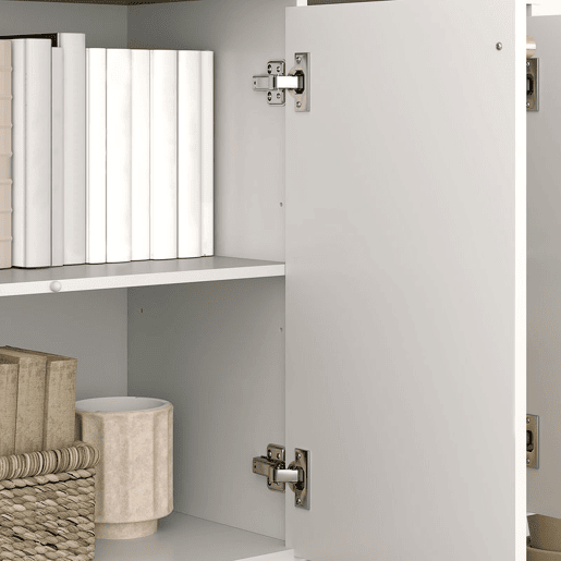 HOMCOM Aparador de 3 Portas Aparador Moderno para Sala de Estar com Prateleiras Ajustáveis e Pés Dourados para Sala de Jantar Entrada Móvel para TV até 50 Polegadas 106,5x35x77,5 cm Branco