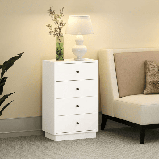 HOMCOM Cómoda de 4 Gavetas Cómoda para Dormitório Moderna Cómoda Estreita para Sala de Estar Corredor 47x29x75 cm Branco