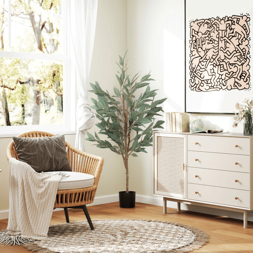 HOMCOM Planta Artificial de Louro 150 cm Planta Artificial Decorativa Grande Decoração para Casa Escritório Varanda Quarto Verde