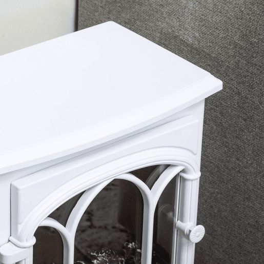 HOMCOM Lareira Elétrica Portátil 10002000W com Efeito de Chama Realista e Proteção Contra Superaquecimento para Ambientes entre 15-30m² 39x23x56,5 cm Branco