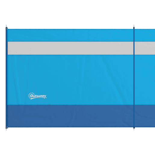 Outsunny Corta Vento para Campismo de 4 Painéis 725x140 cm Para Vento para Praia com Painel Superior Transparente Postes de Aço Estacas e Bolsa de Transporte Impermeável para Jardim e Praia Azul