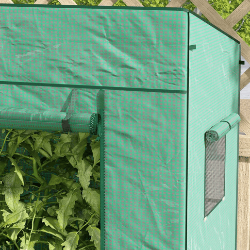 Outsunny Estufa Pequena Estufa de Exterior com Janelas de Malha e Porta com Fecho de Correr Estufa para Cultivar Plantas e Flores 196x77x197 cm Verde