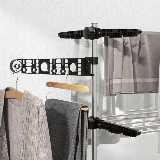 HOMCOM Estendal Vertical Dobrável de 4 Níveis Estendal de Roupa com 6 Rodas 2 Laterais Dobráveis Prateleiras Ajustáveis e Estrutura de Aço Inoxídável para Interior e Exterior Preto
