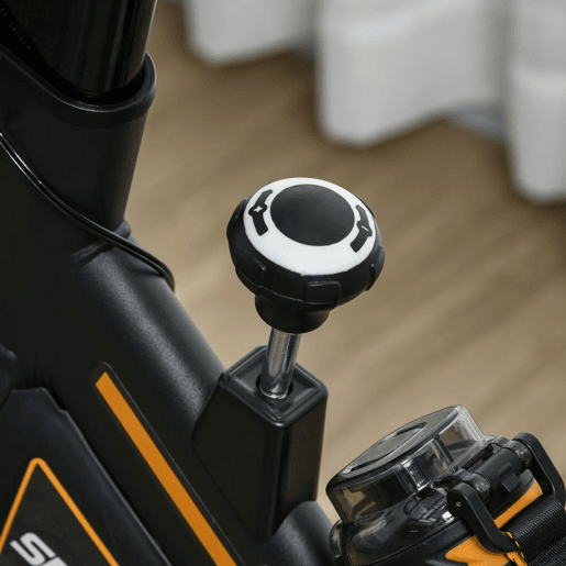 HOMCOM Bicicleta Estática com Resistência Ajustável Bicicleta Fitness com Volante de Inércia de 8kg Ecrã LCD Assento e Guiador Ajustáveis Suporte para Tablet 103x48x115cm Preto e Laranja