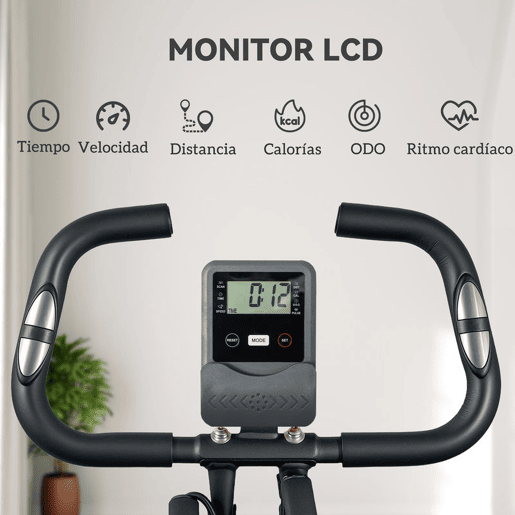 SPORTNOW Bicicleta Estática Dobrável com Resistência Magnética de 8 Níveis Bicicleta Estática Dobrável com Encosto Volante Ecrã LCD e Banda de Resistência Carga 110 kg 43x97x109 cm Preto