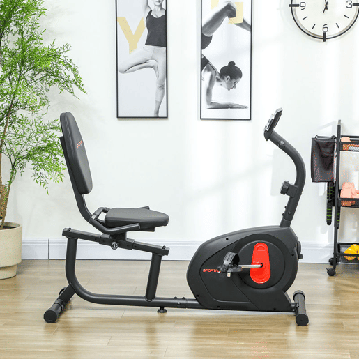 SPORTNOW Bicicleta Estática Silenciosa de 8 Níveis de Resistência Magnética com Assento Ajustável Ecrã LCD e Suporte para Telemóvel para Treino em Casa Carga 100 kg 103-139x61x100,5 cm Preto