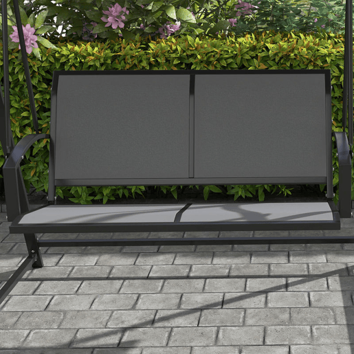 Outsunny Baloiço de Jardim de 2 Lugares Baloiço de Exterior com Toldo Ajustável 90° Proteção UV 30+ e Estrutura Triangular de Metal Carga 220 kg 160x112x162 cm Cinzento Escuro