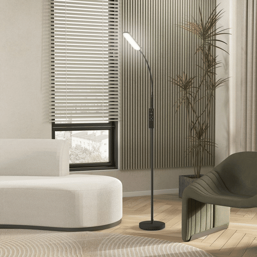 HOMCOM Candeeiro de Pé LED Regulável com Controlo Remoto e Tátil 5 Modos de Iluminação Temporizador de 60 Minutos Memória e Parte Inferior Giratório Flexível Ø22x175 cm Preto HOMCOM Candeeiro de Pé LED Regulável com Controlo Remoto e Tátil 5 Modos de Iluminação Temporizador de 60 Minutos Memória e Parte Inferior Giratório Flexível Ø22x175 cm Preto