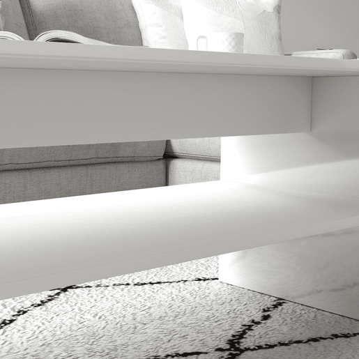 HOMCOM Mesa de Centro Mesa Auxiliar com Compartimento Aberto Mesa de Café para Sala de Estar 100x40x41,5 cm Branco Brilhante