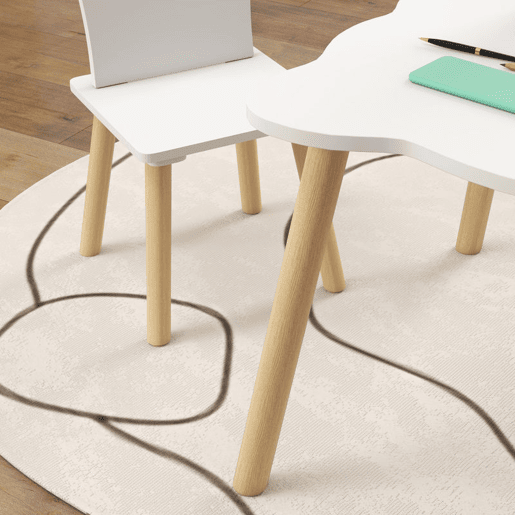 AIYAPLAY Mesa e Cadeiras Infantis de 3 Peças Mesa Infantil com 2 Cadeiras com Encosto em Forma de Coroa para Crianças de 3-6 Anos para Sala de Jogos Dormitório Escola Infantil Branco