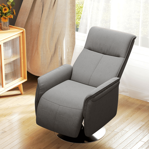 HOMCOM Poltrona de Massagem Elétrica com Apoio para os Pés Poltrona Relax Giratória Reclinável até 135° com Controlo Remoto 10 Pontos de Massagem e Bolso Lateral 68,5x84x110 cm Cinzento
