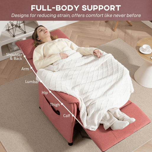 HOMCOM Poltrona Relax Reclinável Elétrica Poltrona Reclinável Silenciosa com Função Memória Apoio para Pés Controlo Remoto e Bolsos Laterais para Dormitório Sala de Estar 80x83x104 cm Laranja