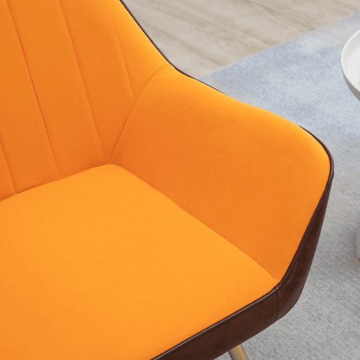 HOMCOM Poltrona de Sala de Estar Estofada em Couro Sintético e Veludo com Apoios para os Braços Pés Dourados e Estrutura de Aço Poltrona para Dormitório Carga 120 kg 64x62x72,5 cm Amarelo
