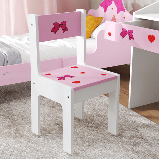 AIYAPLAY Conjunto de Secretária e Cadeira para Crianças acima de 3 Anos Secretária Infantil com Gaveta Amovível e Compartimento para Dormitório Sala de Jogos Rosa e Branco