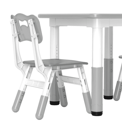 AIYAPLAY Mesa e Cadeiras para Crianças de 3 Peças com Altura Ajustável Mesa Infantil com 2 Cadeiras Fácil de Limpar para Crianças de 18 Meses a 5 Anos para Sala de Jogos Quarto Creche Branco e Cinza
