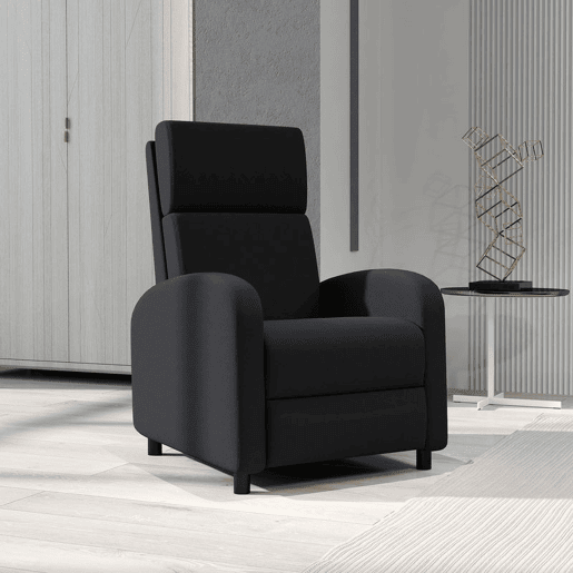 HOMCOM Poltrona Relax Reclinável até 160° Poltrona Reclinável Manual com Apoio para os Pés Carga Máxima 120 kg para Sala de Estar Dormitório 64x86x102 cm Preto
