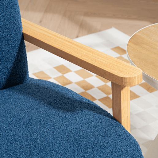 HOMCOM Sofá de 2 Lugares Estofado em Borreguito Sofá de Sala de Estar de 118 cm com Acolchoado Espesso Apoios de Braço e Pés de Madeira para Quarto Sala de Estar 118x76x78 cm Azul