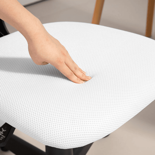 HOMCOM Cadeira de Escritório sem Apoio para os Braços Cadeira de Escritório Giratória com Encosto de Malha Respirável Altura Ajustável Carga 120 kg 43x48x78-88 cm Branco