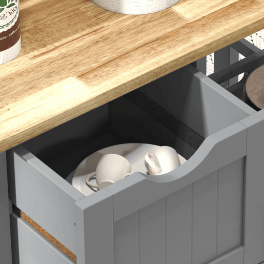HOMCOM Carrinho de Cozinha com Rodas Carrinho de Serviço Multiuso com 3 Gavetas 2 Prateleiras Abertas e Bandeja para Sala de Jantar Sala de Estar 67x37x85,5 cm Cinzento