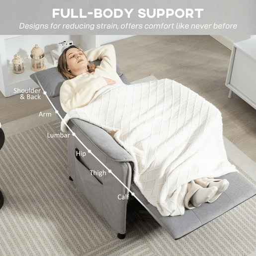 HOMCOM Poltrona Relax Reclinável Elétrica Poltrona Reclinável Silenciosa com Função Memória Apoio para Pés Controlo Remoto e Bolsos Laterais para Dormitório Sala de Estar 80x83x104 cm Cinzento
