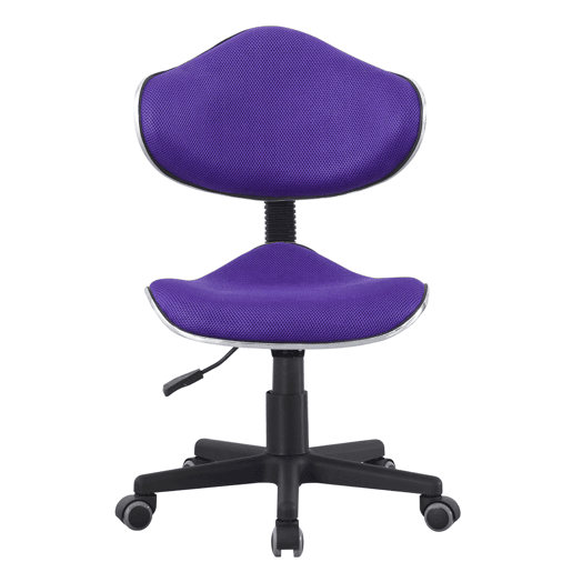 Cadeira de escritório moderna Bambola em roxo com estrutura de metal preta 53x82x53 cm
