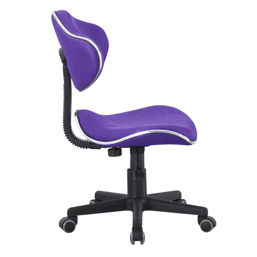 Cadeira de escritório moderna Bambola em roxo com estrutura de metal preta 53x82x53 cm