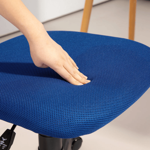 HOMCOM Cadeira de Escritório sem Apoio para os Braços Cadeira de Escritório Giratória com Encosto de Malha Respirável Altura Ajustável Carga 120 kg 43x48x78-88 cm Azul