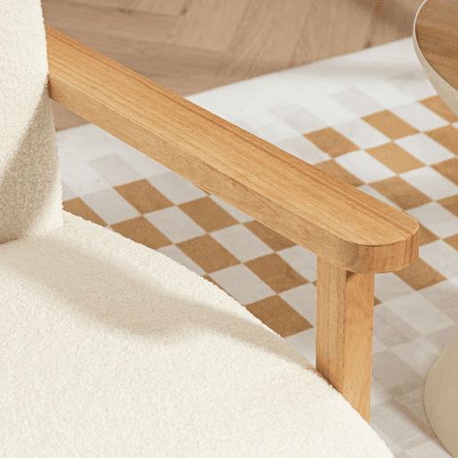 HOMCOM Sofá de 2 Lugares Estofado em Borreguito Sofá de Sala de Estar de 118 cm com Acolchoado Espesso Apoios de Braço e Pés de Madeira para Quarto Sala de Estar 118x76x78 cm Creme