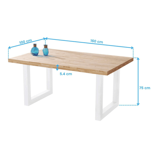 Conjunto de mesa fixa Bristo + 4 cadeiras em carvalho nórdico e branco