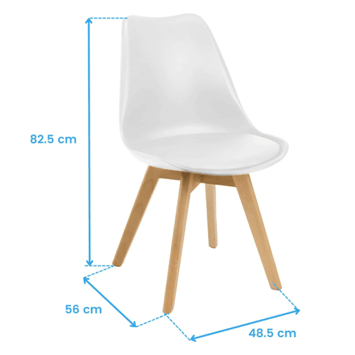 Conjunto de mesa fixa Bristo + 4 cadeiras em carvalho nórdico e branco