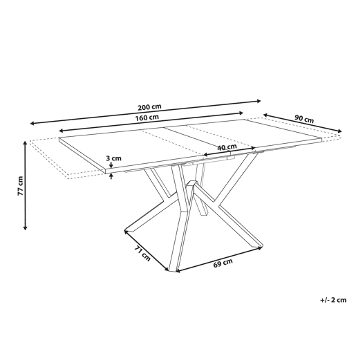 Mesa de jantar extensível ANSELL Castanho claro 160200 cm 90 cm