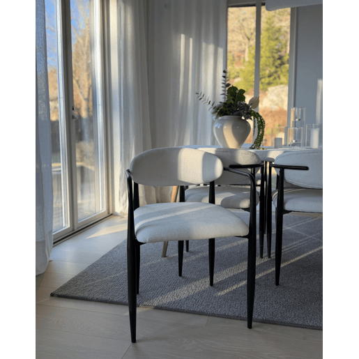 Conjunto de 2 cadeiras de jantar TANEVIK Tecido Branco creme