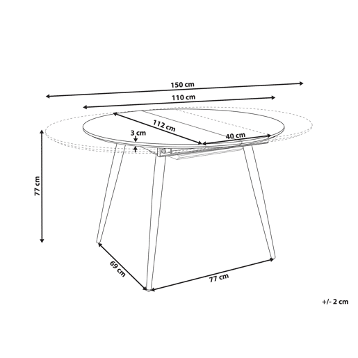 Mesa de jantar extensível SENIAC Castanho 110150 cm 112 cm