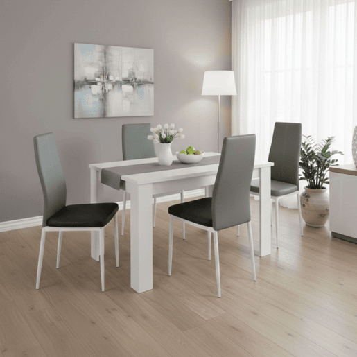 Pacote de 2 cadeiras Sora Modern Style para sala de estar e jantar em cinza 98x42x47 cm Pacote de 2 cadeiras Sora Modern Style para sala de estar e jantar em cinza 98x42x47 cm