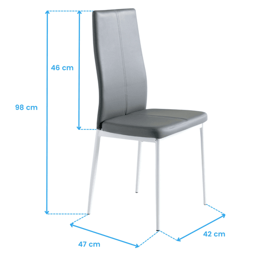 Pacote de 2 cadeiras Sora Modern Style para sala de estar e jantar em cinza 98x42x47 cm Pacote de 2 cadeiras Sora Modern Style para sala de estar e jantar em cinza 98x42x47 cm
