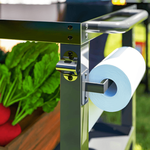 Outsunny Carrinho Auxiliar para Barbecue de 3 Níveis Carrinho de Serviço com Rodas Prateleira Bancada de Aço Inoxidável Lateral Dobrável e Alça Mesa de Forno de Pizza para Jardim Pátio Preto
