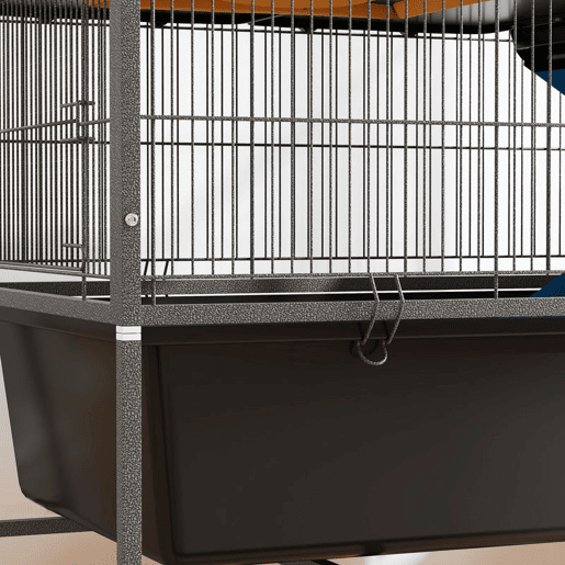 PawHut Gaiola para Animais Pequenos de 3 Níveis Gaiola para Coelhos com Rodas Rampas Rede e Bandeja Amovível Recinto para Roedores Chinchilas e Furões 88x48x102 cm Cinza Escuro