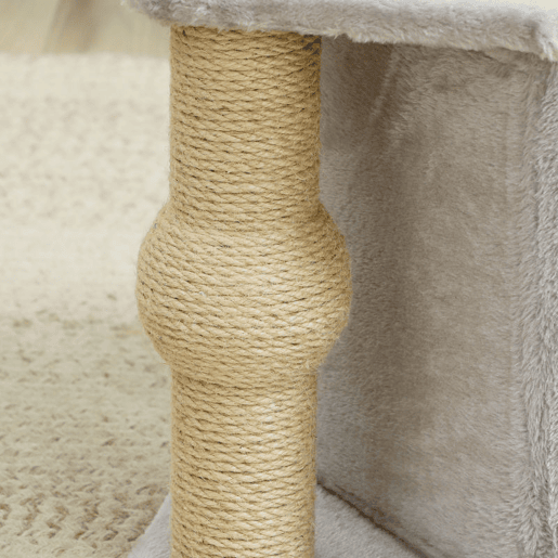 PawHut Arranhador para Gatos Altura 66 cm Arranhador para Gatos com Cama Caverna Plataforma Bola Suspensa e Poste de Juta 42x30x66 cm Cinza