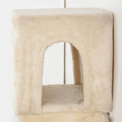 PawHut Conjunto de Prateleiras de Escalada para Gatos de 6 Peças Prateleiras para Gatos com Caverna Plataforma Rede Escadas Placa para Arranhar Poste de Sisal e Bola de Brinquedo Bege