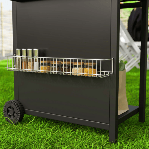 Outsunny Barbecue a Gás com 3+1 Queimadores 8,5 kW Barbecue Portátil com Termómetro Mesa Lateral Grelha Recolhedor de Gordura 2 Rodas para Jardim Exterior Campismo 123x57x98 cm Preto