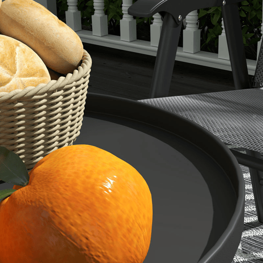 Outsunny Mesa de Jardim Redonda de 2 Níveis Mesa de Exterior Ø32x51 cm com Bandeja Inferior e Estrutura de Metal Mesa para Exterior e Interior Preto