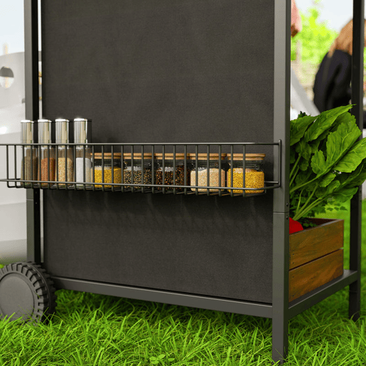 Outsunny Barbecue a Gás com 3+1 Queimadores 9,5 kW Barbecue Portátil com Termómetro Mesa Lateral Prateleira para Temperos Grelha Recolhedor de Gordura 2 Rodas para Jardim Exterior Campismo 108x54x97 cm Preto