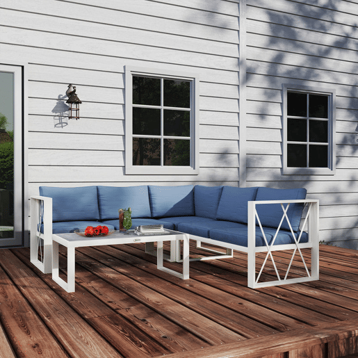 Outsunny Conjunto de Jardim de 4 Peças Móveis de Exterior em Forma de L com 2 Sofás de 2 Lugares Sofá de Canto com Assento Ajustável e Mesa de Centro de DPC com Almofadas Bege e Cinza