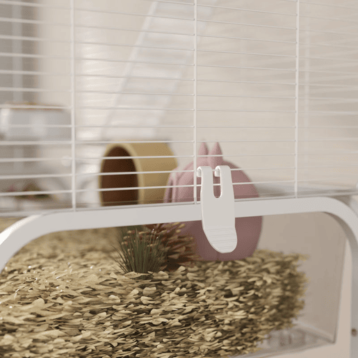 PawHut Gaiola para Pequenos Animais de 4 Níveis com Bandeja Inferior Gaiola para Roedores com Rodas Rampas Comedouro e Bebedouro Recinto para Chinchilas 73x47x123 cm Branco
