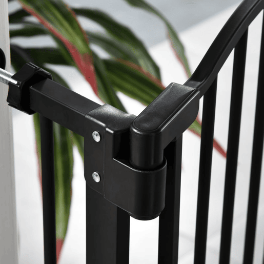 PawHut Barreira de Segurança para Cães Barreira com Largura Ajustável 74-80 cm Barreira para Cães para Escadas e Portas Preto