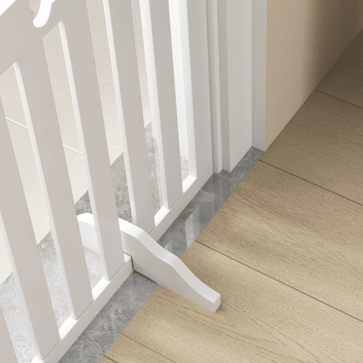 PawHut Barreira de Segurança para Cães Pequenos e Médios Barreira de Segurança Dobrável para Animais de Estimação 207,5 cm com Pés Amovíveis para Escada Corredor Branco