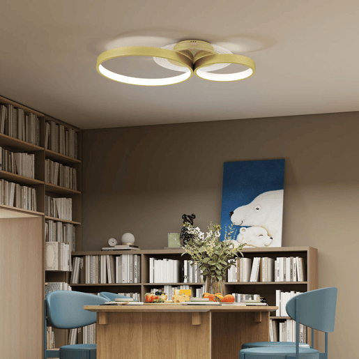 HOMCOM Candeeiro de Teto LED 40W Candeeiro Moderno com Iluminação LED 3000K4000K6500K para Quarto Sala Cozinha Sala de Jantar 59x38x7,4 cm Dourado