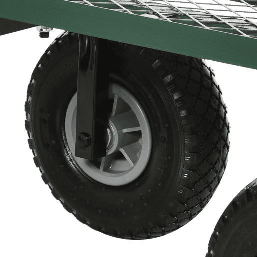 Outsunny Carro de Transporte com Pega Revestida e 4 Rodas Grandes de Ø24 cm Carrinho de Jardim em Aço Capacidade 150 kg 94x48,5x100 cm Preto e Verde