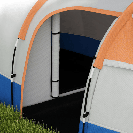 Outsunny Tenda de Campismo Familiar para 3 Pessoas Tenda de Camping Dobrável Leve com 2 Compartimentos Bolsa de Transporte Impermeável 2000 mm para Praia e Caminhadas 420x200x150 cm Azul e Laranja